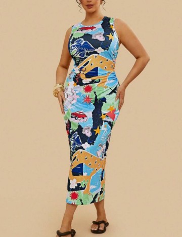 Rochie maxi Shein Curve+, mix culori