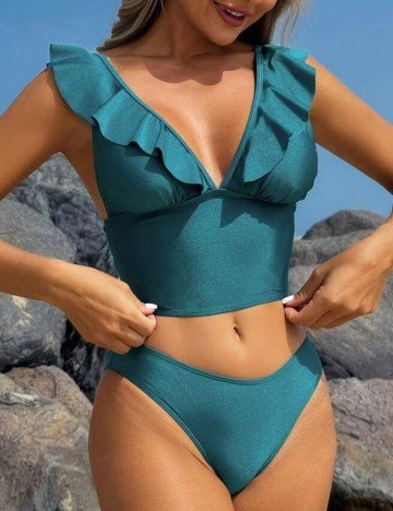 Set costum de baie și fustă Shein, albastru