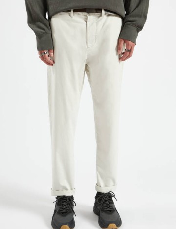 Pantaloni Casual Pull&Bear, alb