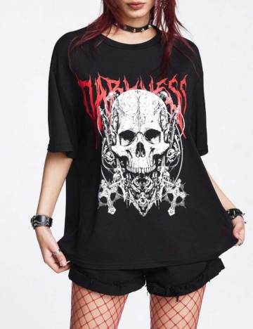 Tricou Romwe by Shein, negru