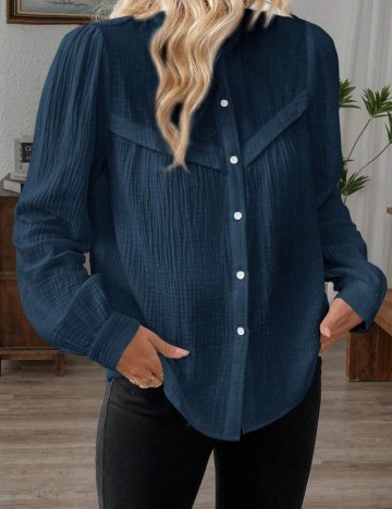 Cămașă Shein, bleumarin