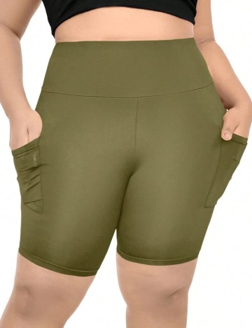 Set colanți scurți Shein Curve+, kaki