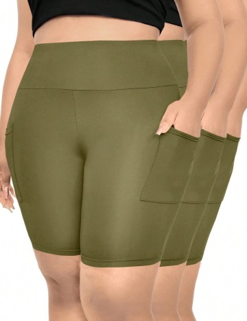 Set colanți scurți Shein Curve+, kaki