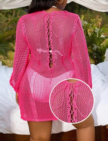 Rochie de plajă Shein Curve+, roz