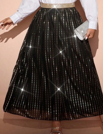 Fustă maxi Shein Curve+, mix culori
