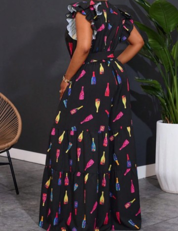 Rochie maxi Shein Curve+, mix culori