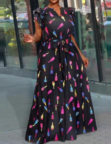 Rochie maxi Shein Curve+, mix culori