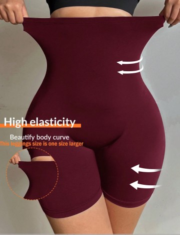 Colanți scurți Shein Curve+, vișiniu