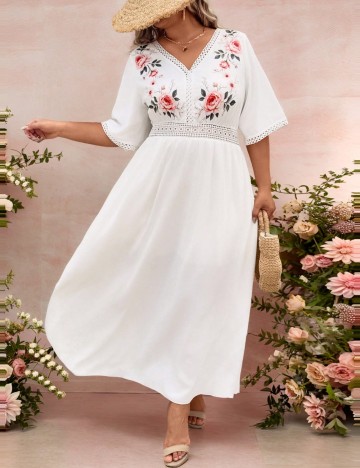 Rochie midi Shein Curve+, alb