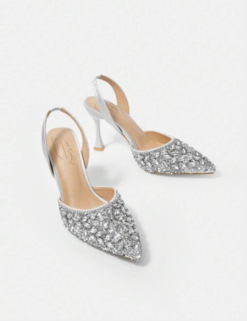 Pantofi cu toc CUCCOO by SHEIN, gri