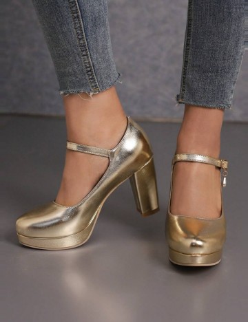 Pantofi cu toc Shein, auriu