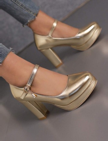 Pantofi cu toc Shein, auriu