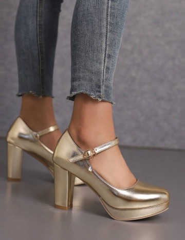 Pantofi cu toc Shein, auriu