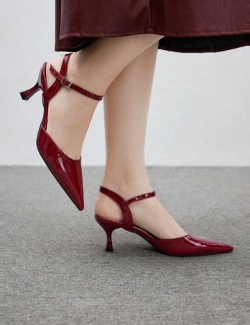 Pantofi cu toc CUCCOO by SHEIN, vișiniu