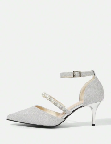 Pantofi cu toc CUCCOO by SHEIN, argintiu