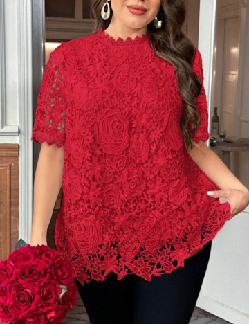 Tricou Shein Curve+, roșu