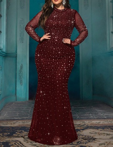 Rochie de ocazie Shein Curve+, vișiniu