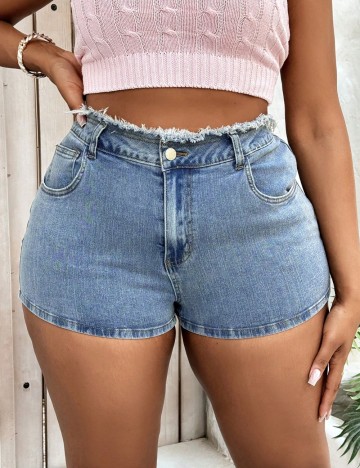 Pantaloni scurți Shein Curve+, albastru