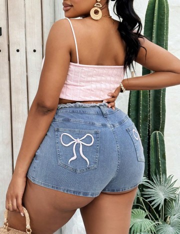Pantaloni scurți Shein Curve+, albastru