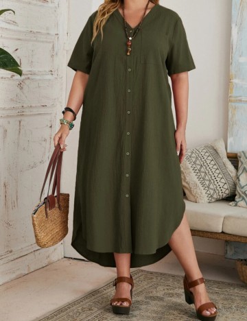 Rochie midi Shein Curve+, kaki