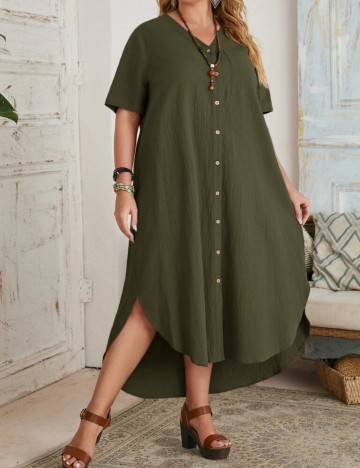 Rochie midi Shein Curve+, kaki