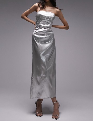 Rochie maxi Topshop, argintiu