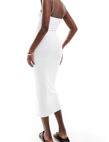 Rochie midi ASOS, alb