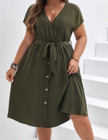 Rochie midi Shein Curve+, kaki