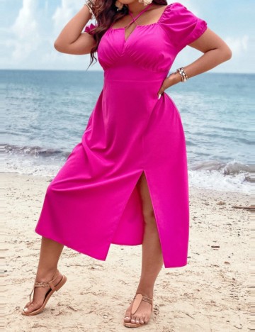 Rochie midi Shein Curve+, roz