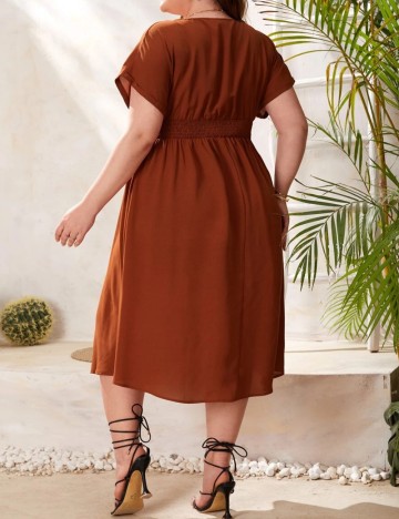 Rochie midi Shein Curve+, cărămiziu
