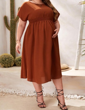 Rochie midi Shein Curve+, cărămiziu