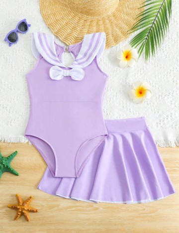 Set costum de baie și fustă Shein, mov