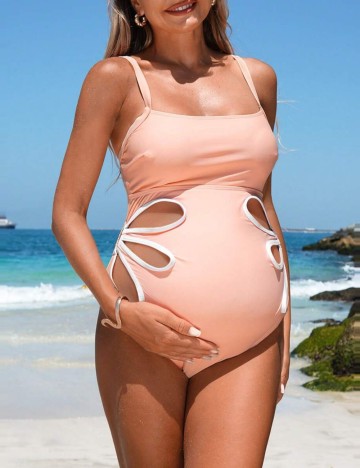 Costum de baie întreg Shein, portocaliu piersica