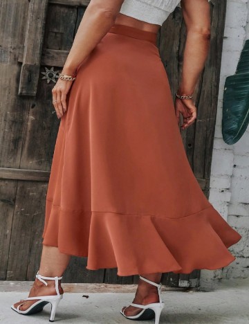 Fustă maxi Shein Curve+, maro