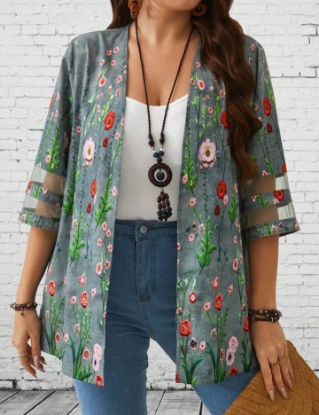 Cardigan Shein Curve+, gri