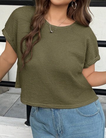 Tricou Shein Curve+, kaki
