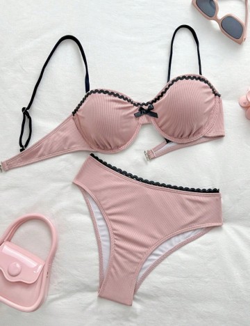 Costum de baie Shein, roz prafuit