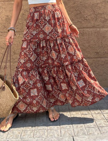 Fustă maxi Shein Curve+, mix culori