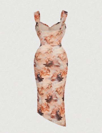 Rochie midi Shein Curve+, mix culori