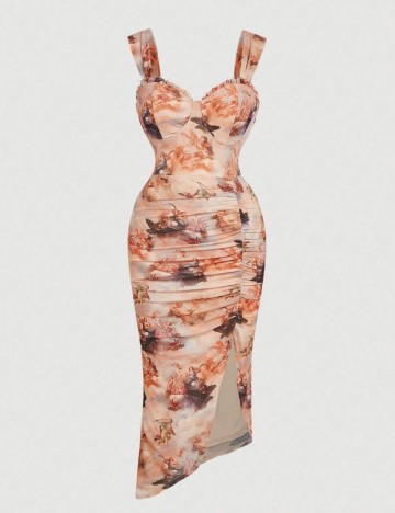 Rochie midi Shein Curve+, mix culori