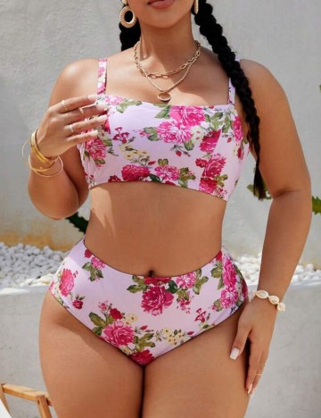 Set costum de baie și fustă Shein Curve+, mix culori