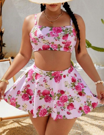 Set costum de baie și fustă Shein Curve+, mix culori
