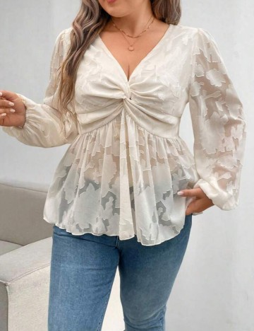 Cămașă Shein Curve+, crem