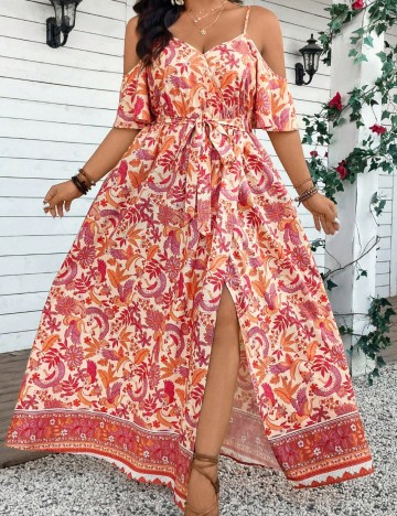 Rochie maxi Shein Curve+, mix culori