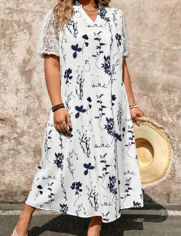 Rochie midi Shein Curve+, alb