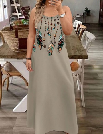 Rochie maxi Shein Curve+, gri