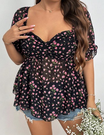 Top Shein Curve+, negru