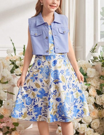 Set rochie și vestă Shein, mix culori