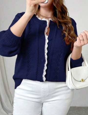 Pulover Shein Curve+, albastru