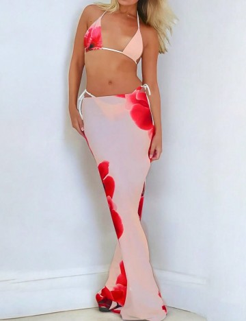 Set costum de baie și fustă Shein, mix culori